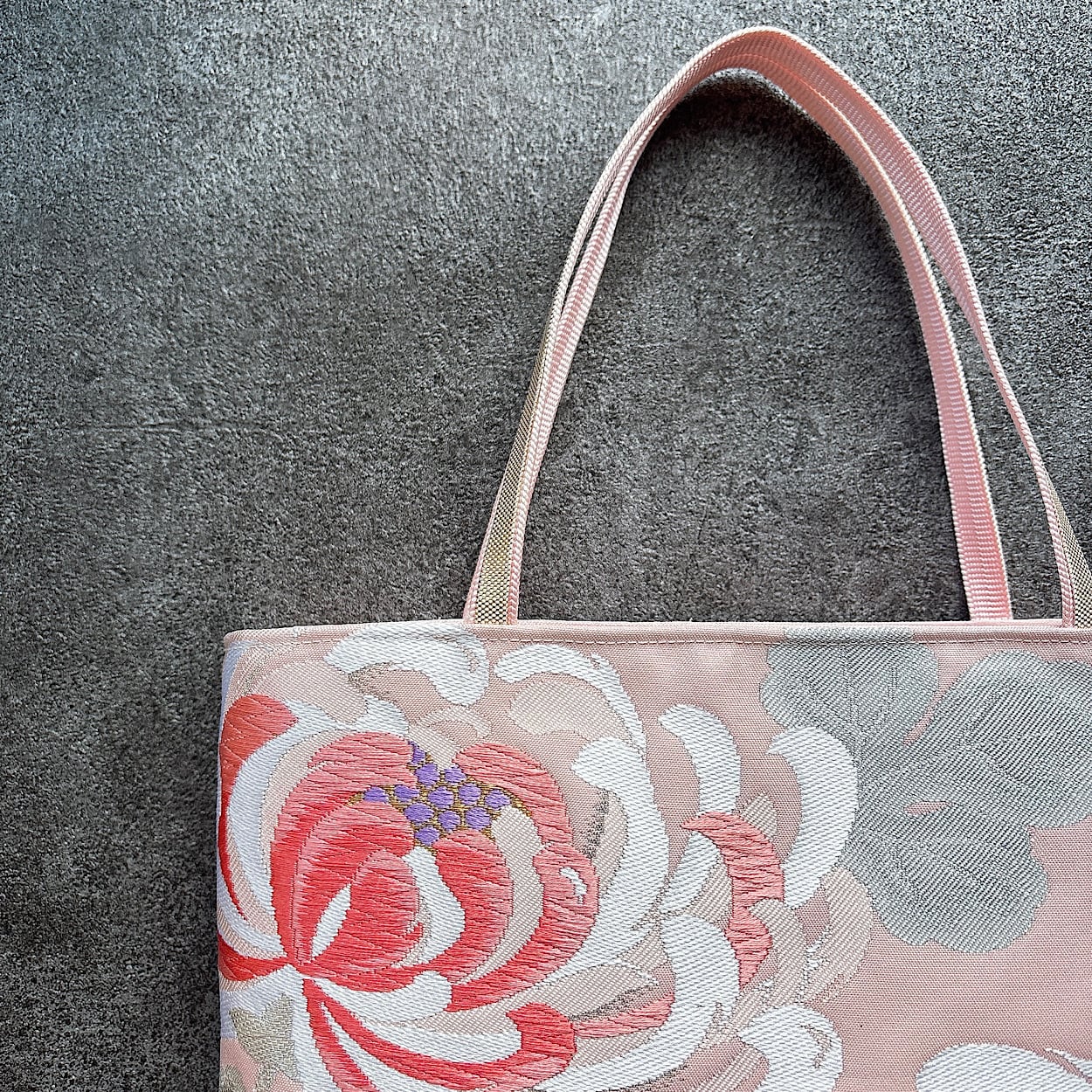 着物リメイク 帯トートバッグ 乱菊ピンク｜和モダンな大人のバッグ