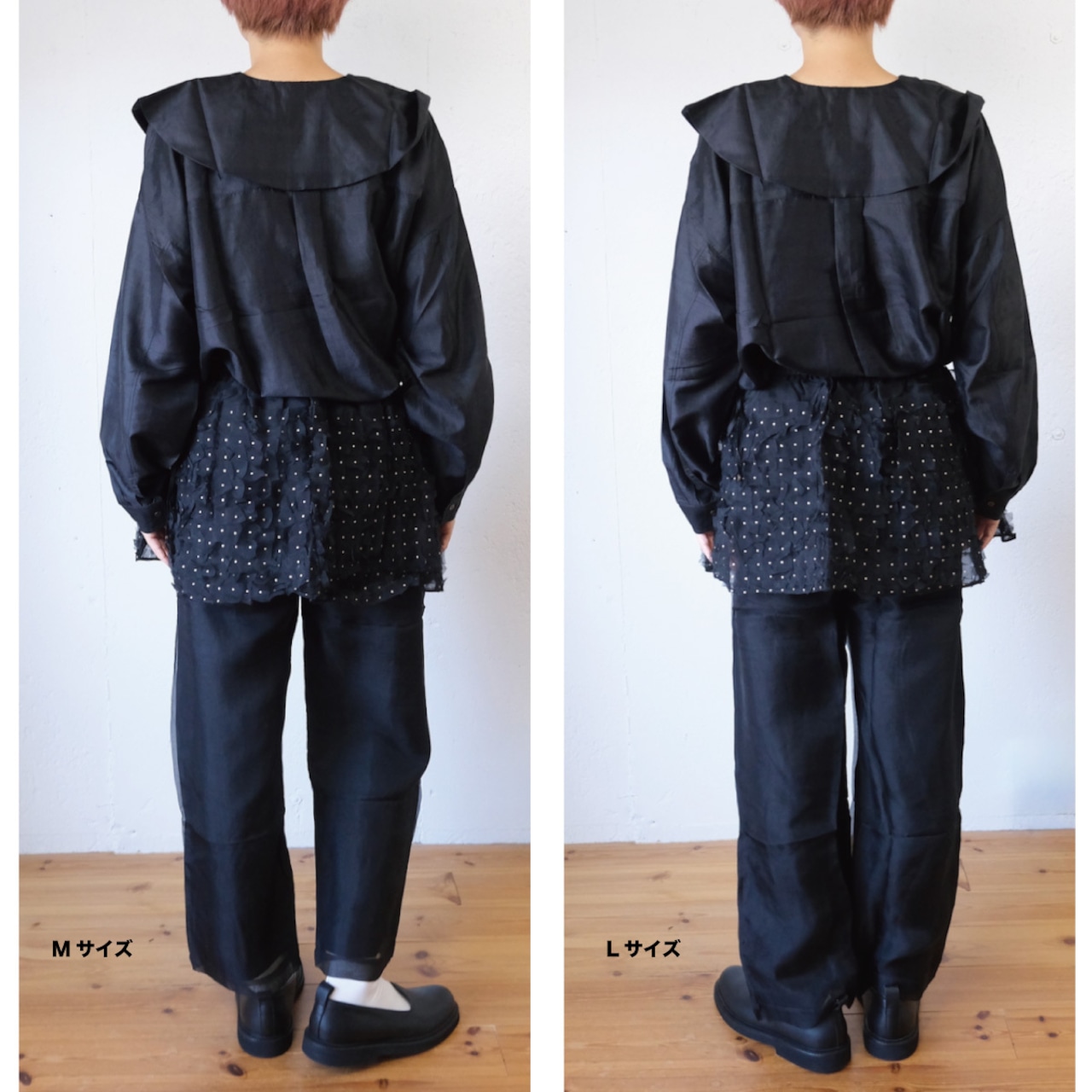 BUNON(ブノン) Khadi Silk Organdy & Embroidery Frap Pants  カディシルク+オーガンジー刺繍 フラップ付きパンツ