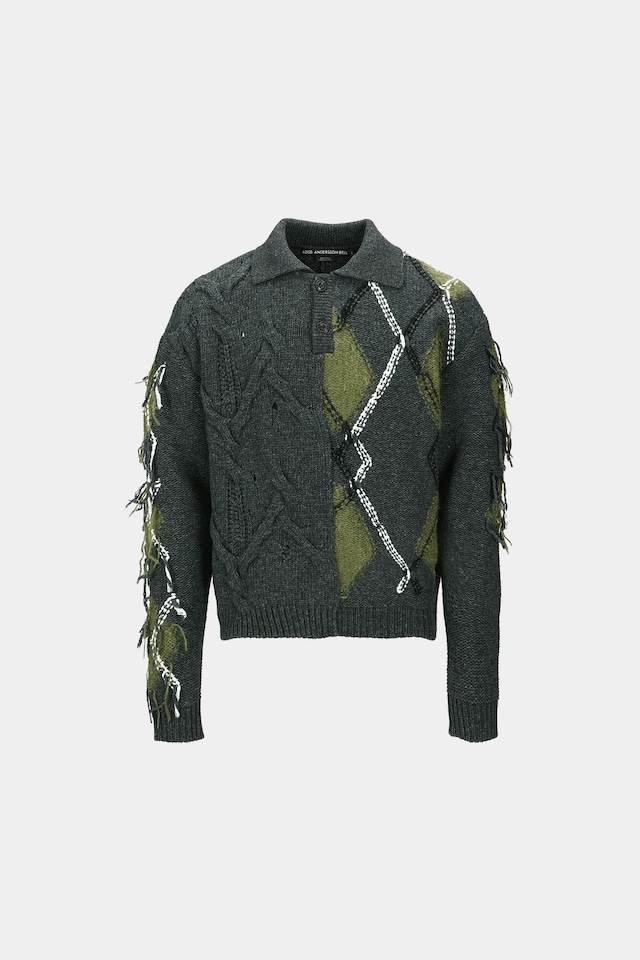 [ANDERSSON BELL] ARGYLE FISHERMAN POLO SWEATER atb1346m(CHARCOAL) 正規品 韓国ブランド 韓国通販 韓国代行 韓国ファッション ANDERSSONBELL アンダーソンベル 日本 店舗