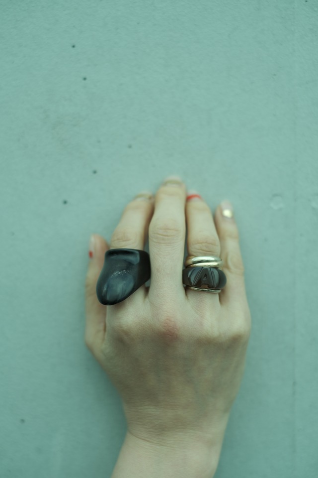 TOO - Alphabet A RING - smoky quartz