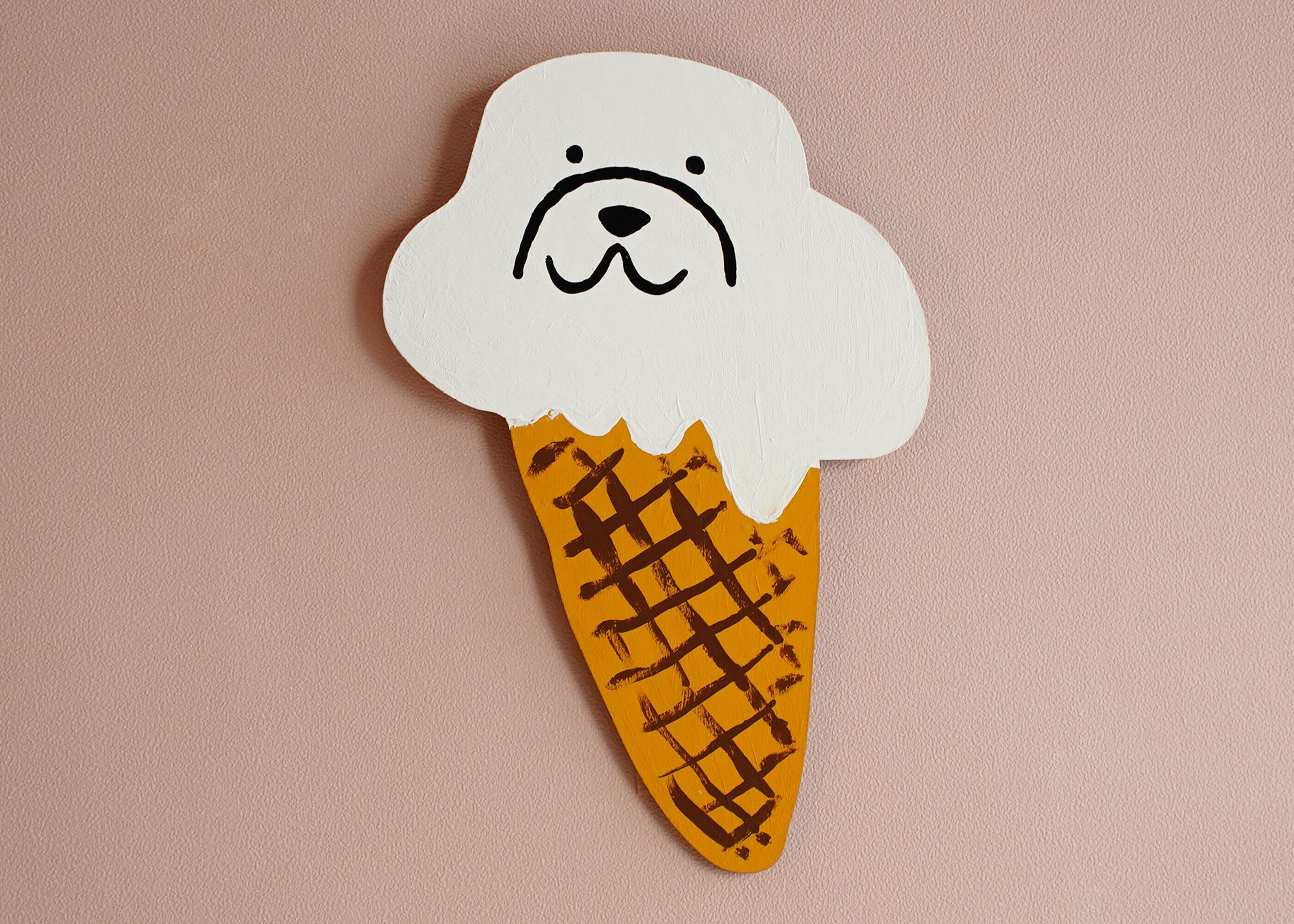 wood objet 原画 「アイス犬白」A