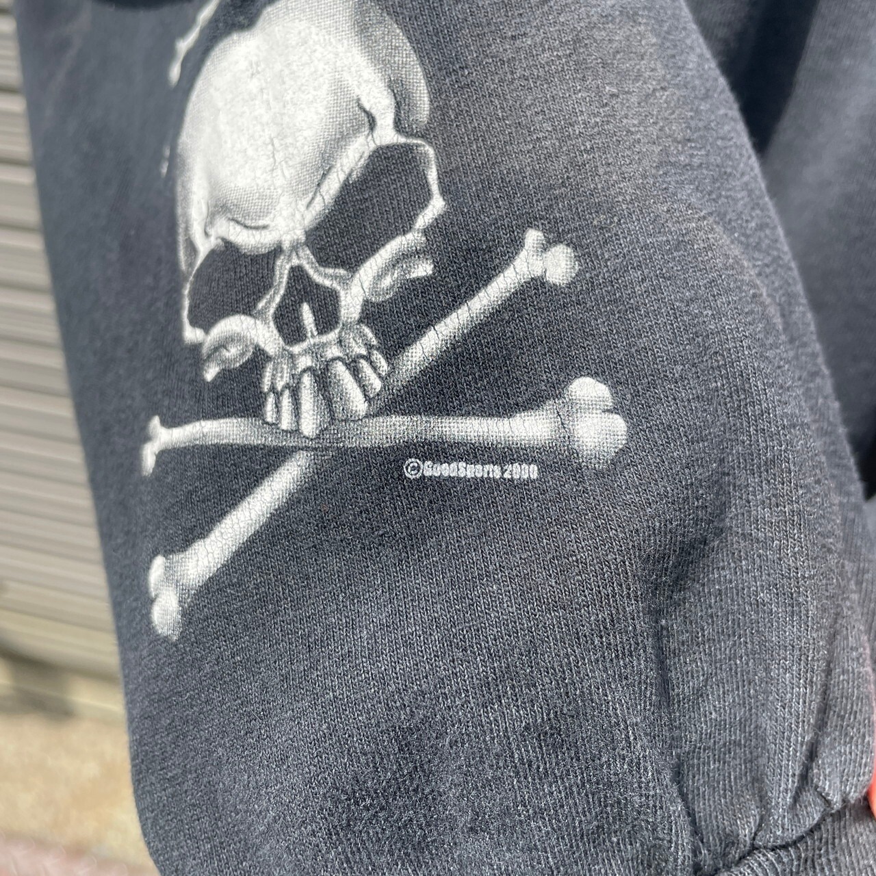 00年代 スカル バックプリント 袖プリント ロングTシャツ メンズXL 