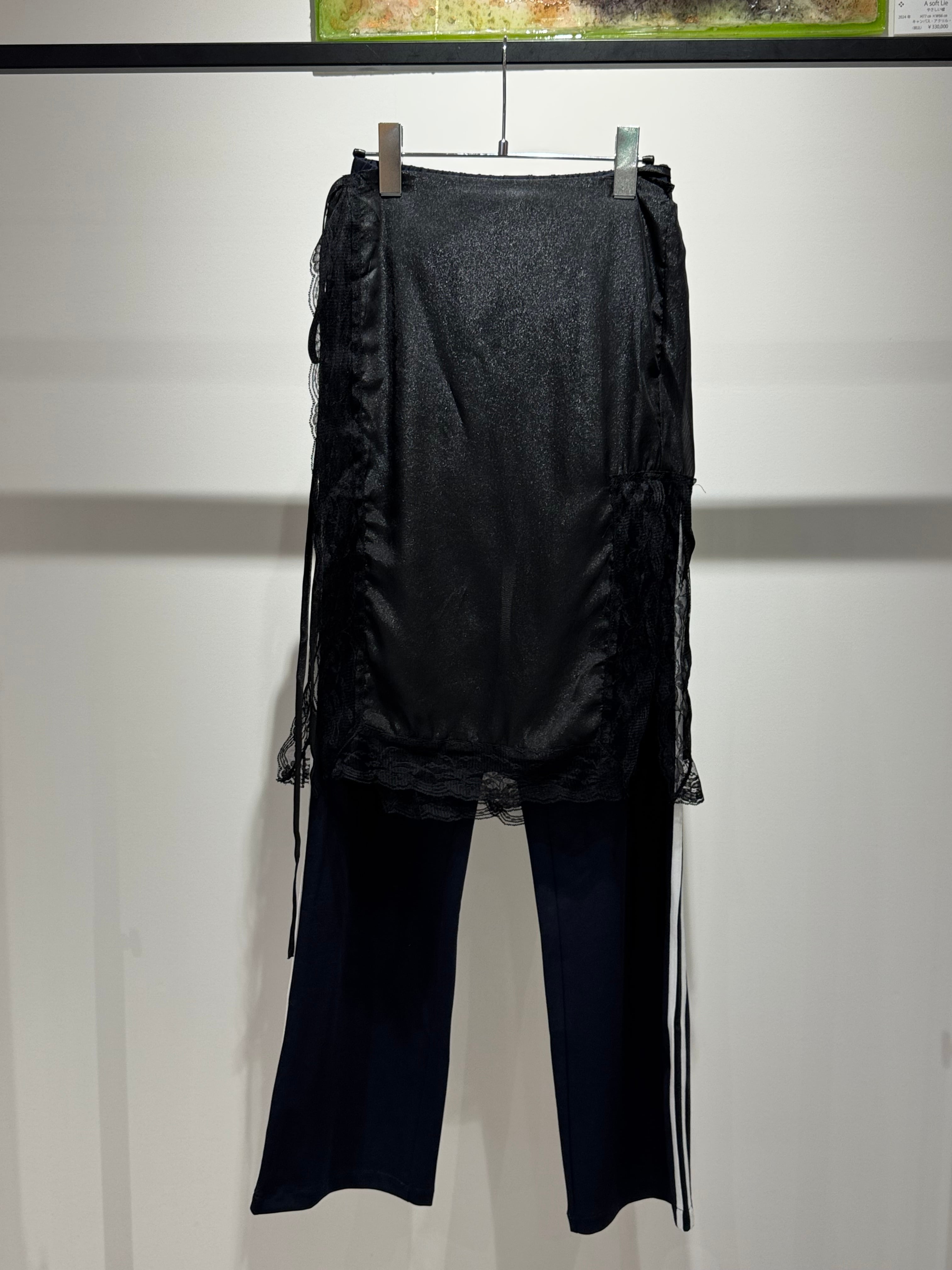 lace wrap layered track pants