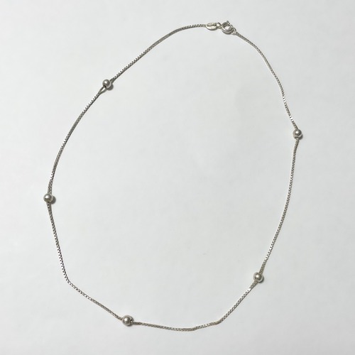Old 925 Silver Snake Chain & Beads Necklace Made In Italy