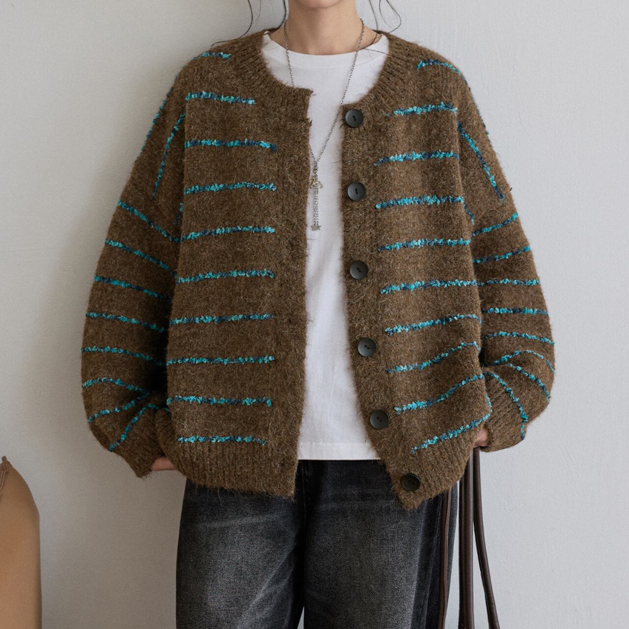 ネオンラインボーダーニットカーディガン(3color) CD3495