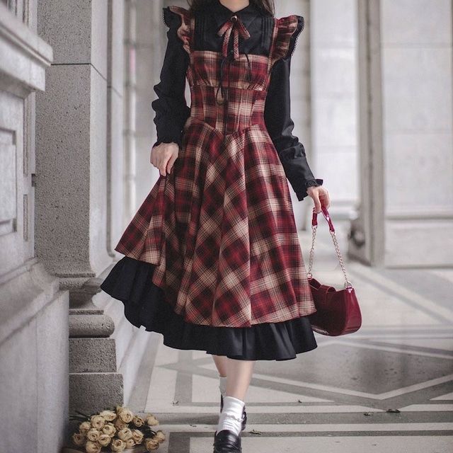 ボルドーチェッククラシックロングJSKセットアップ