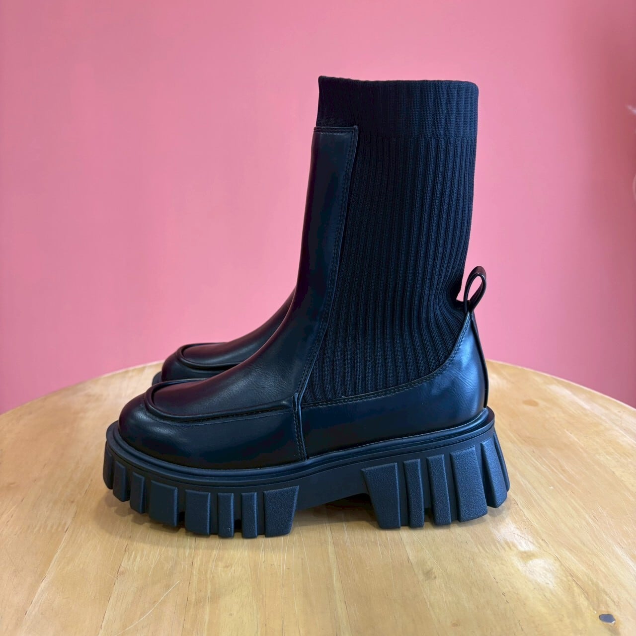 libero 】リブニットコンビショートブーツ | valance 福井｜レディース