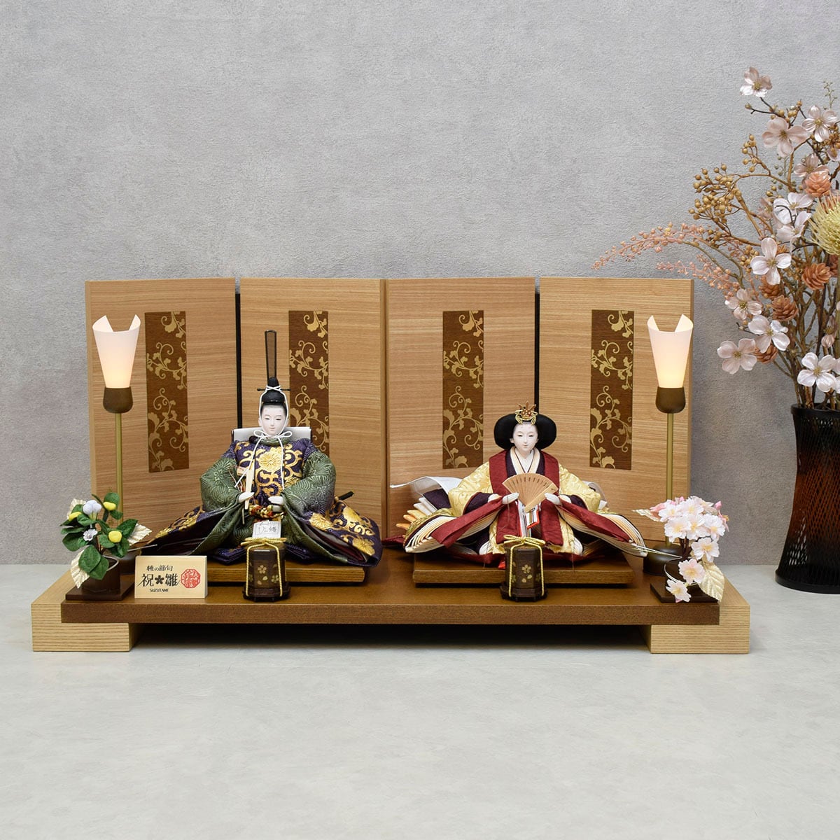 雛人形 親王飾り【和楽・平飾り】菊唐草｜おしゃれ｜モダン｜今どき