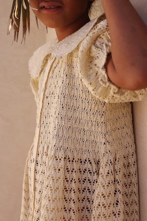 RETRO TUNIQUE Natural lace fabric 8y, 10y  / Bonjour Diary