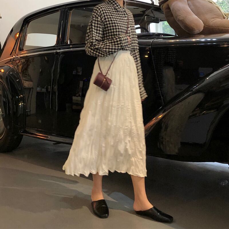 ウェストプリーツホワイトスカート オータムスリム 秋物 スーパーモール5727996852