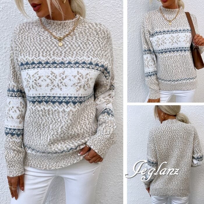 4色 ニット セーター 刺繍 レース プルオーバー ハイネック ♪(MB469)σ,ς*