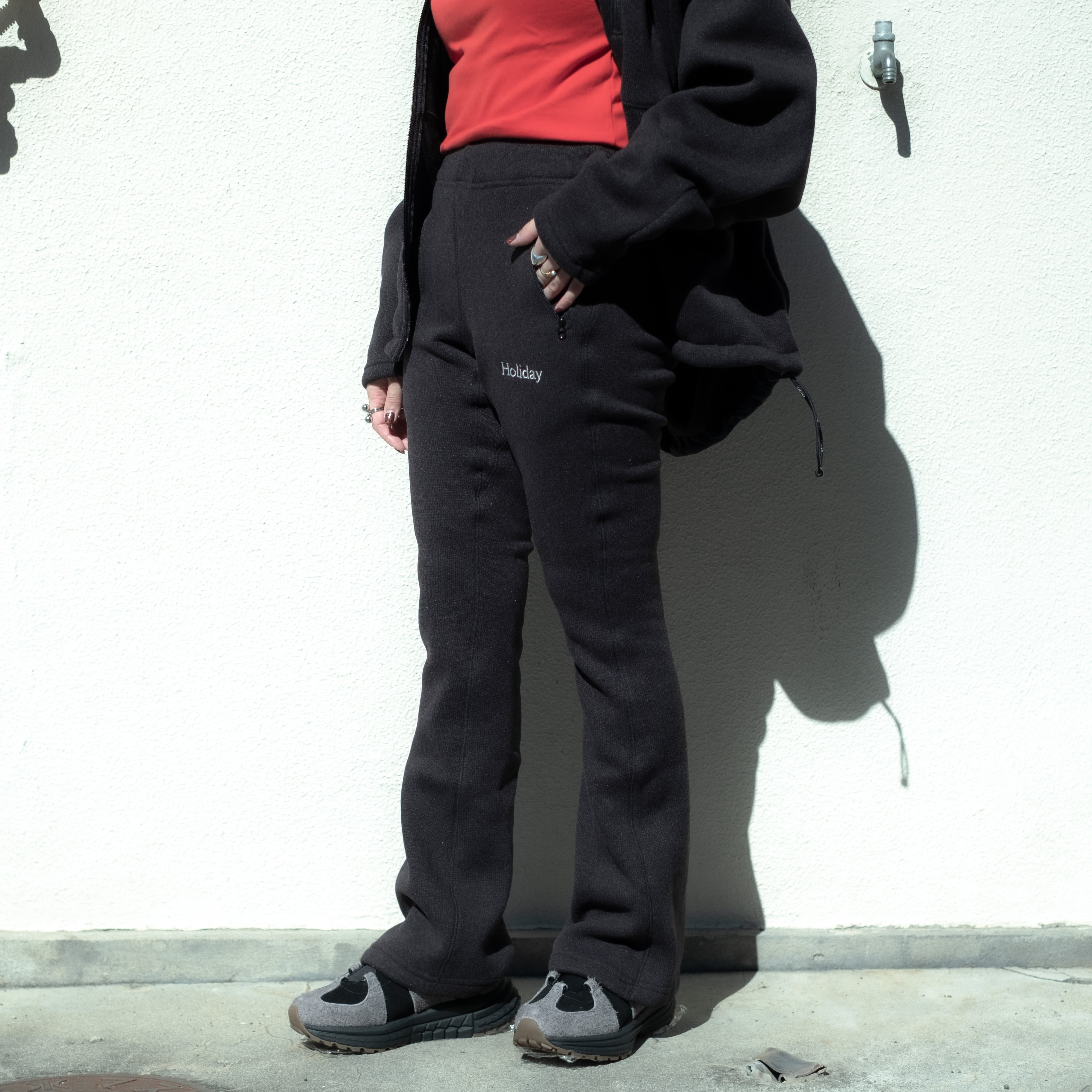 HOLIDAY】 thermal pro fleece flare pants (black) | olaf