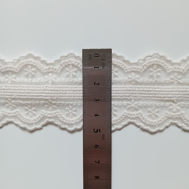 【即納】フラワー刺繍スカラップリボン   韓国リボン   1ヤード(90cm)