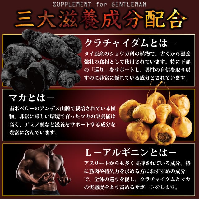 SUPPLEMENT for GENTLEMAN クラチャイダム600 大容量約3ヶ月分 