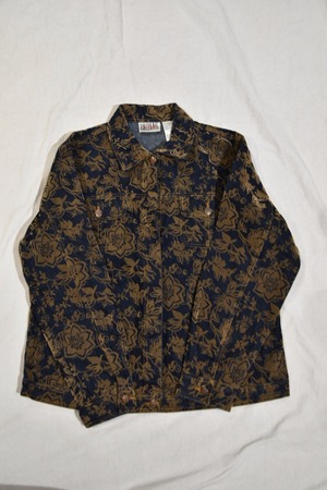 Autumn leaves pattern denim jacket