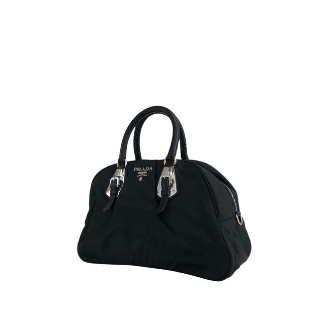 PRADA プラダ ハンドバッグ ブラック シルバー ロゴ ナイロン ボストンバッグ vintage ヴィンテージ オールド jipcs2