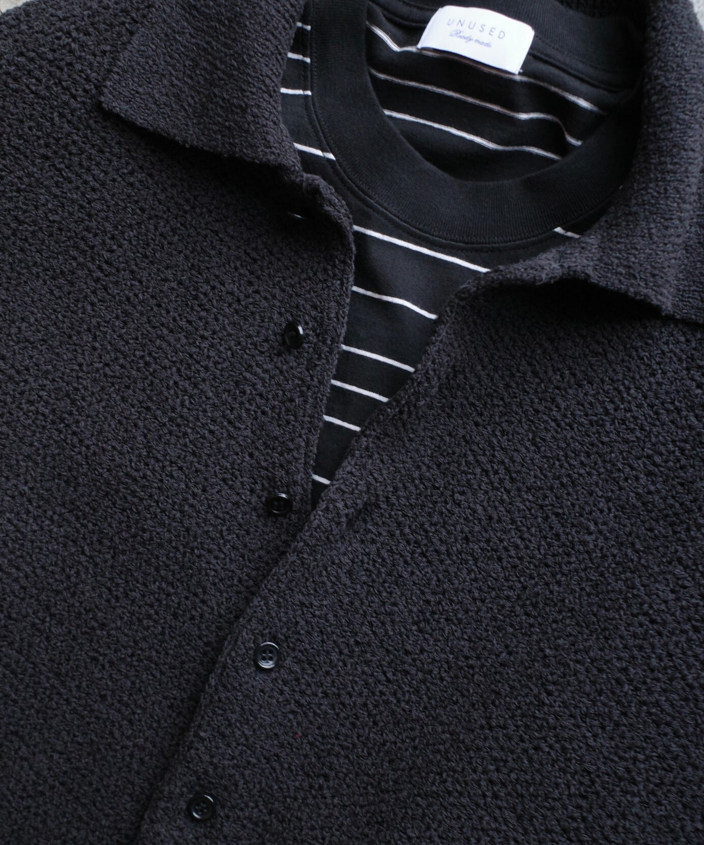 UNUSED / US2551 HONEY COMB POLO KNIT(BLACK) | AfterSchool