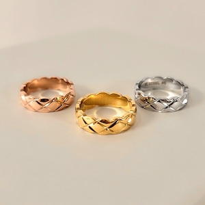 サージカルステンレス quilting simple ring 【 3color 2size 】No.R006