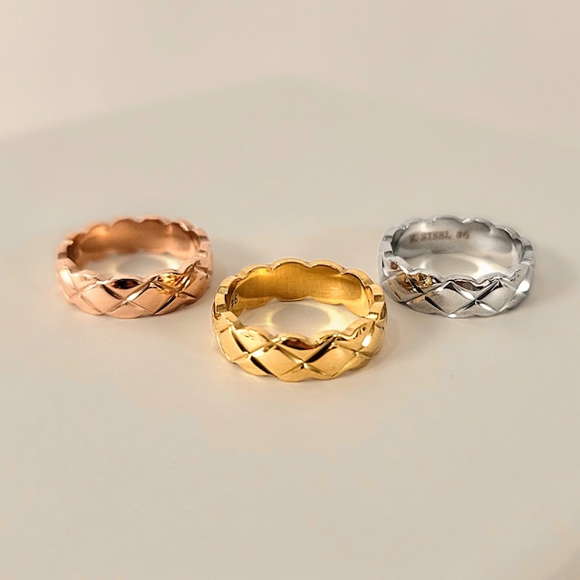 サージカルステンレス quilting simple ring 【 3color 2size 】No.R006