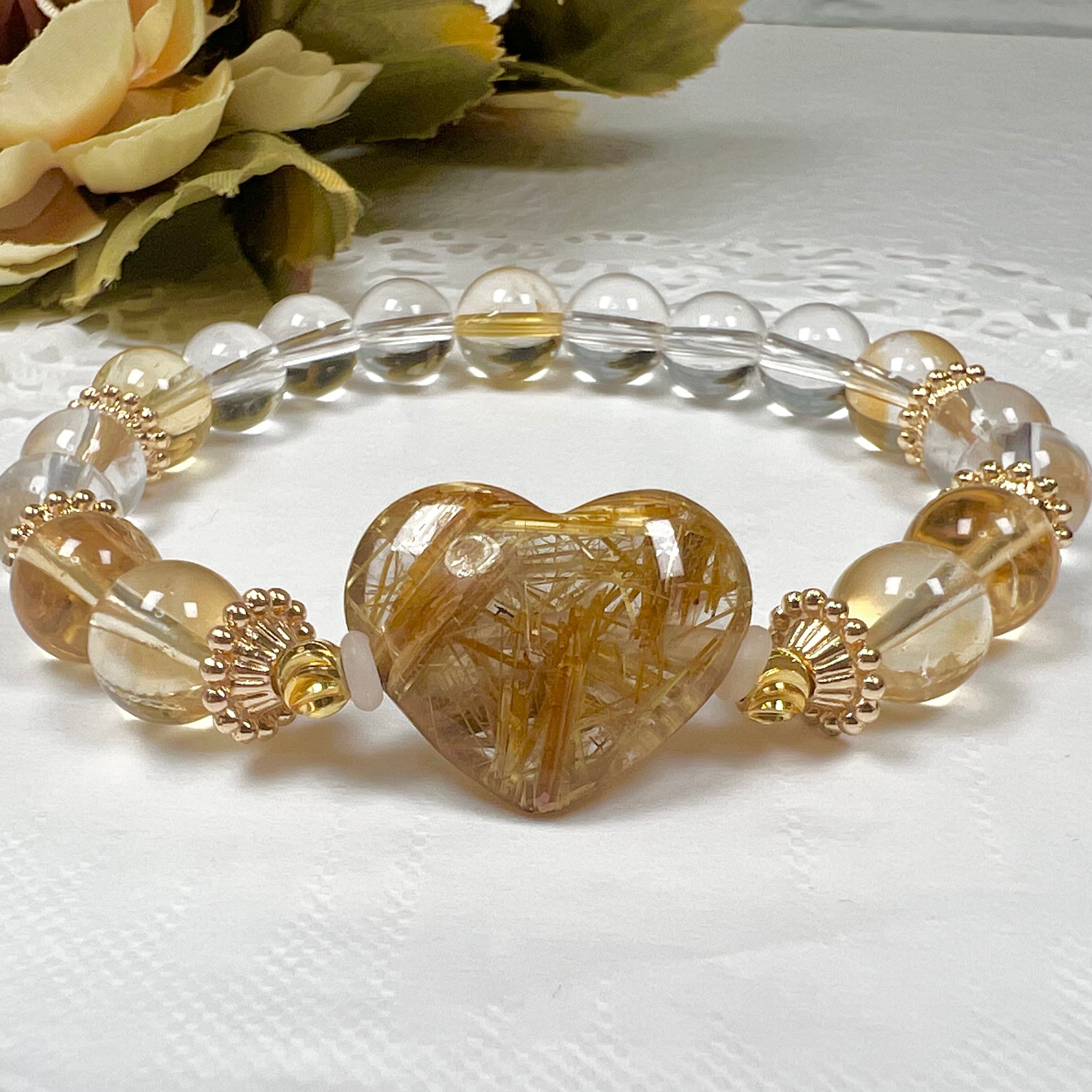 【タイチンルチル ハート ブレスレット】天然石 パワーストーン