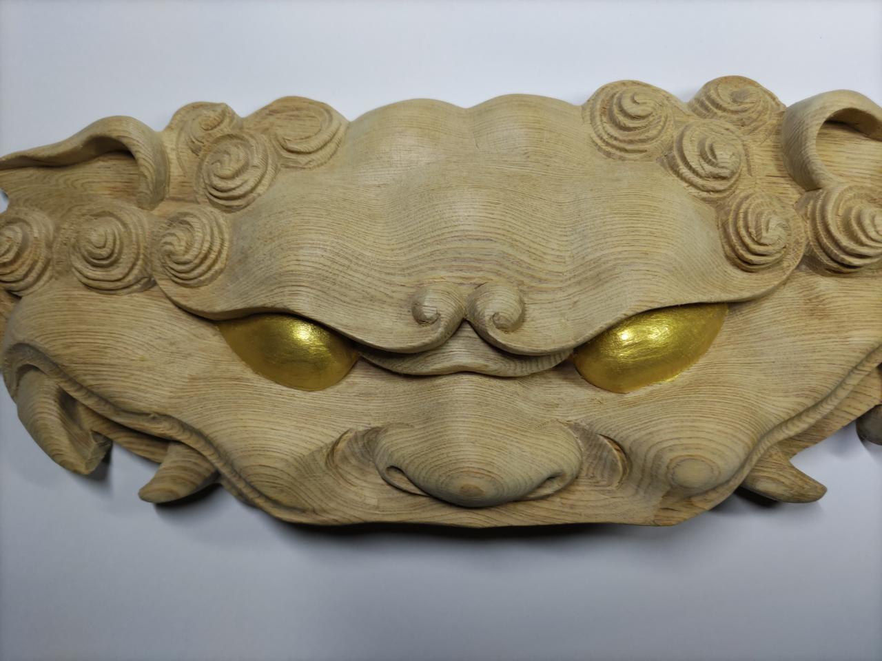 金目【獅子噛み】幅30cm、魔除け！祭り、山車、神輿 だんぢり彫刻