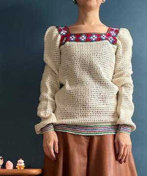 【送料無料】Folk handmade white knit