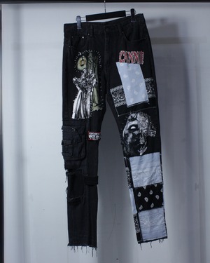 【Caka BLACK】Special Patch Custom Vintage Denim Pants