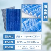 J&Q KAC017A4（KAC006A4の後継品） 空気清浄機用交換フィルター プリーツフィルター HEPAフィルター 集塵フィルター 互換品 (5枚入り)