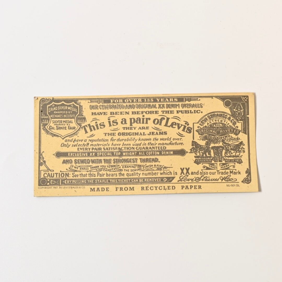 【一枚】 FOR OVER 85 YEARS LEVI'S ギャラチケ ビンテージ Levi Strauss & Co. GUARANTEE TICKET 135 #3 | Button