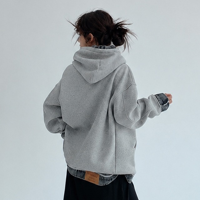 Denim layered hoodie A00254