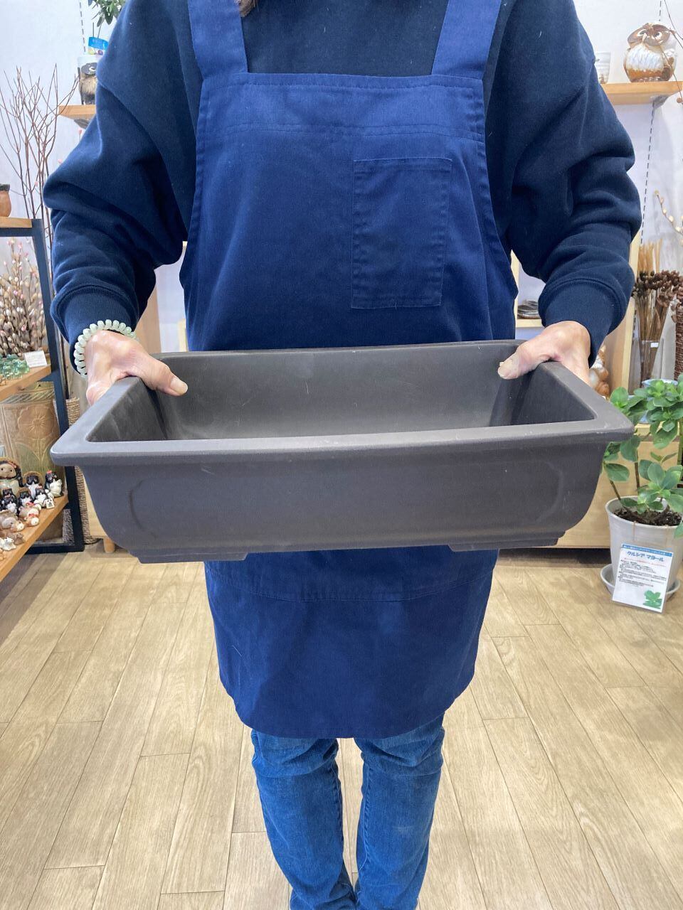 盆栽鉢 万古焼 ウ泥長角 13号 幅39cm×高9cm | 趣味の園芸と陶器山竹