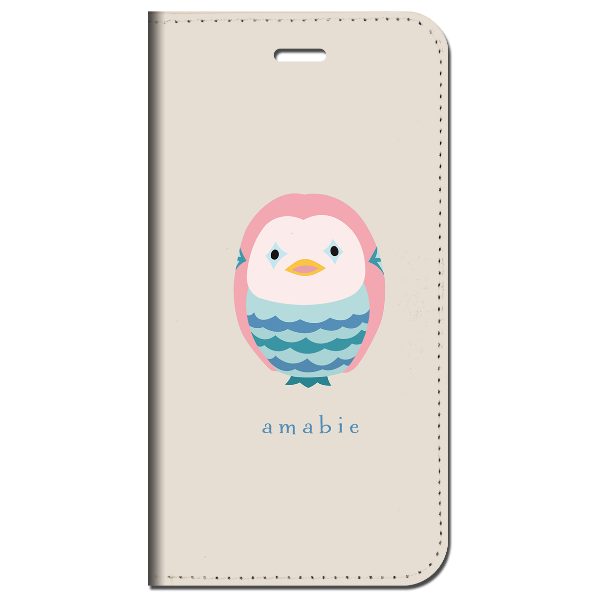 iPhone対応 スマホ 手帳型ケース アマビエ ベージュ ミックス イラスト 日本 伝統 おみやげ 縁起物 【iPhone17 / iPhone16 / iPhone16e / iPhoneSE 他 iPhone各機種対応】 st60