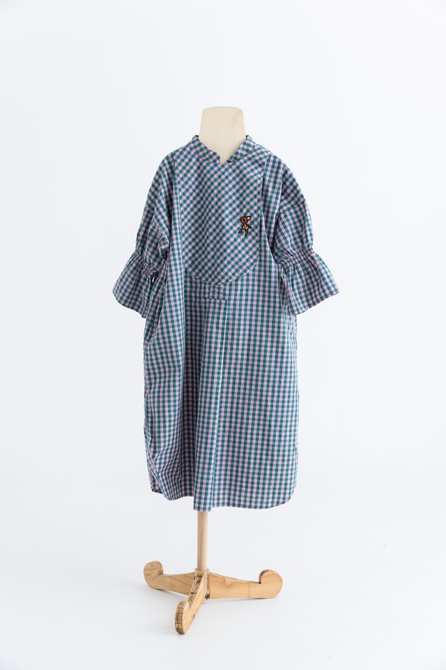 【22SS】folkmade（フォークメイド）annika check dress ワンピース pink×green(M/L)