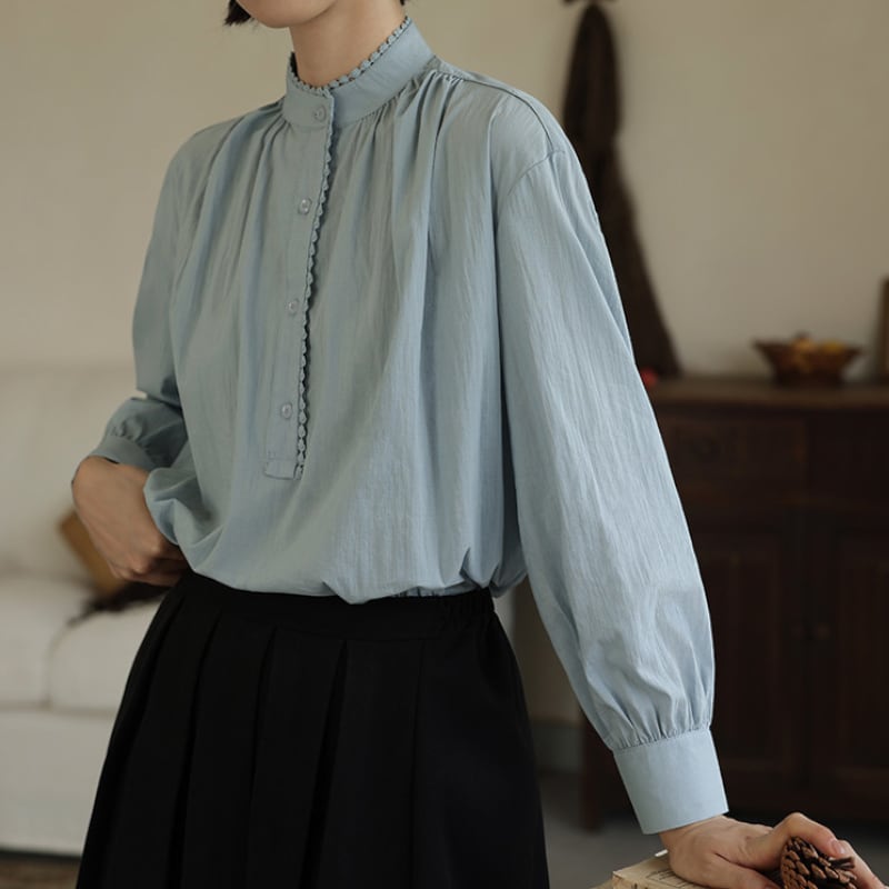 スタンドカラー長袖ブラウス M2083