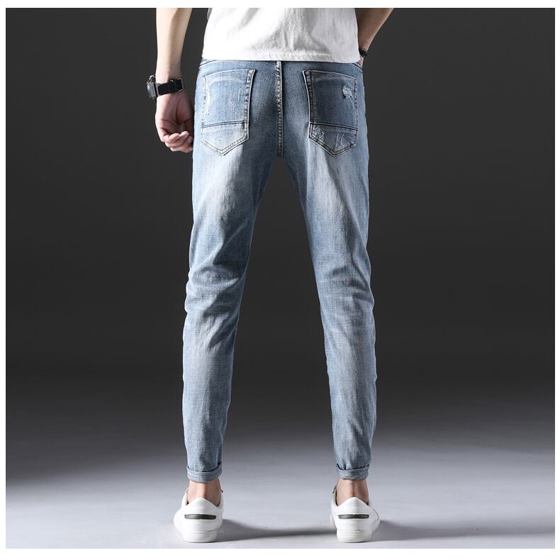 全1色 デニム ダメージ ストレート カジュアル クラッシュ