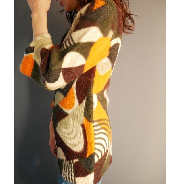 PURE WOOL pattern knit BRN