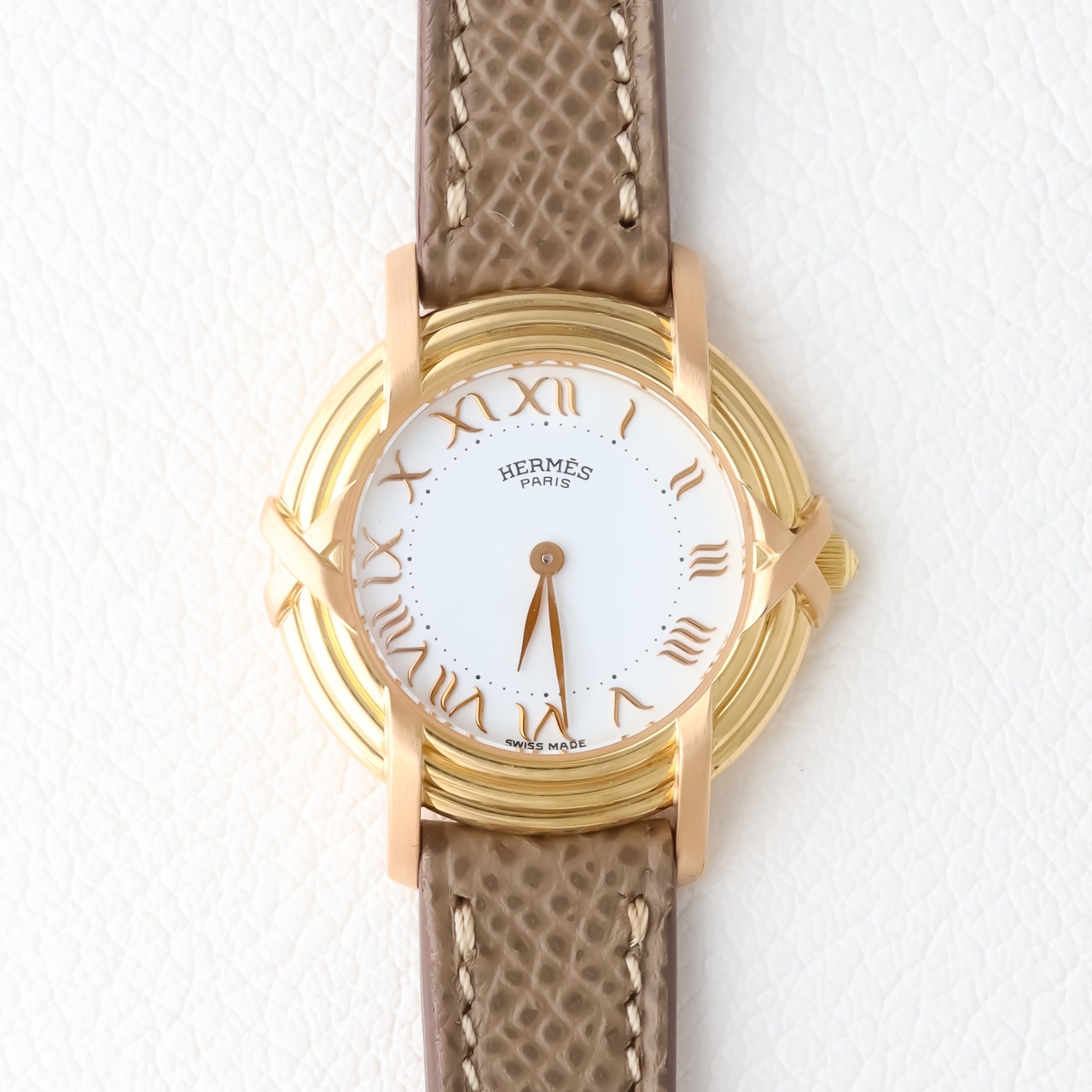 エルメス リボンラウンド ゴールド×レザー