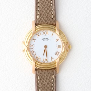 エルメス リボンラウンド ゴールド×レザー