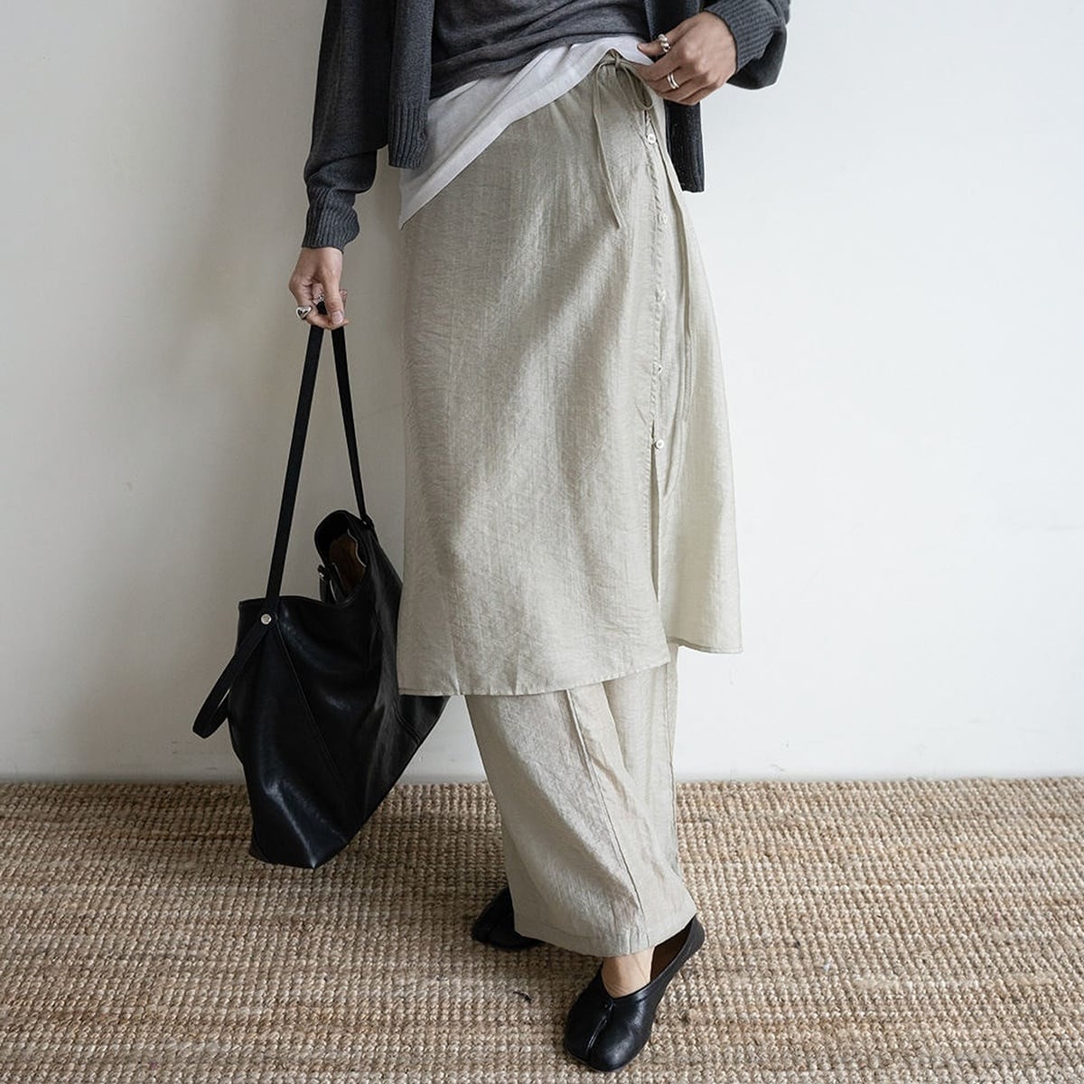 layered skirt and pants two piece m-0036