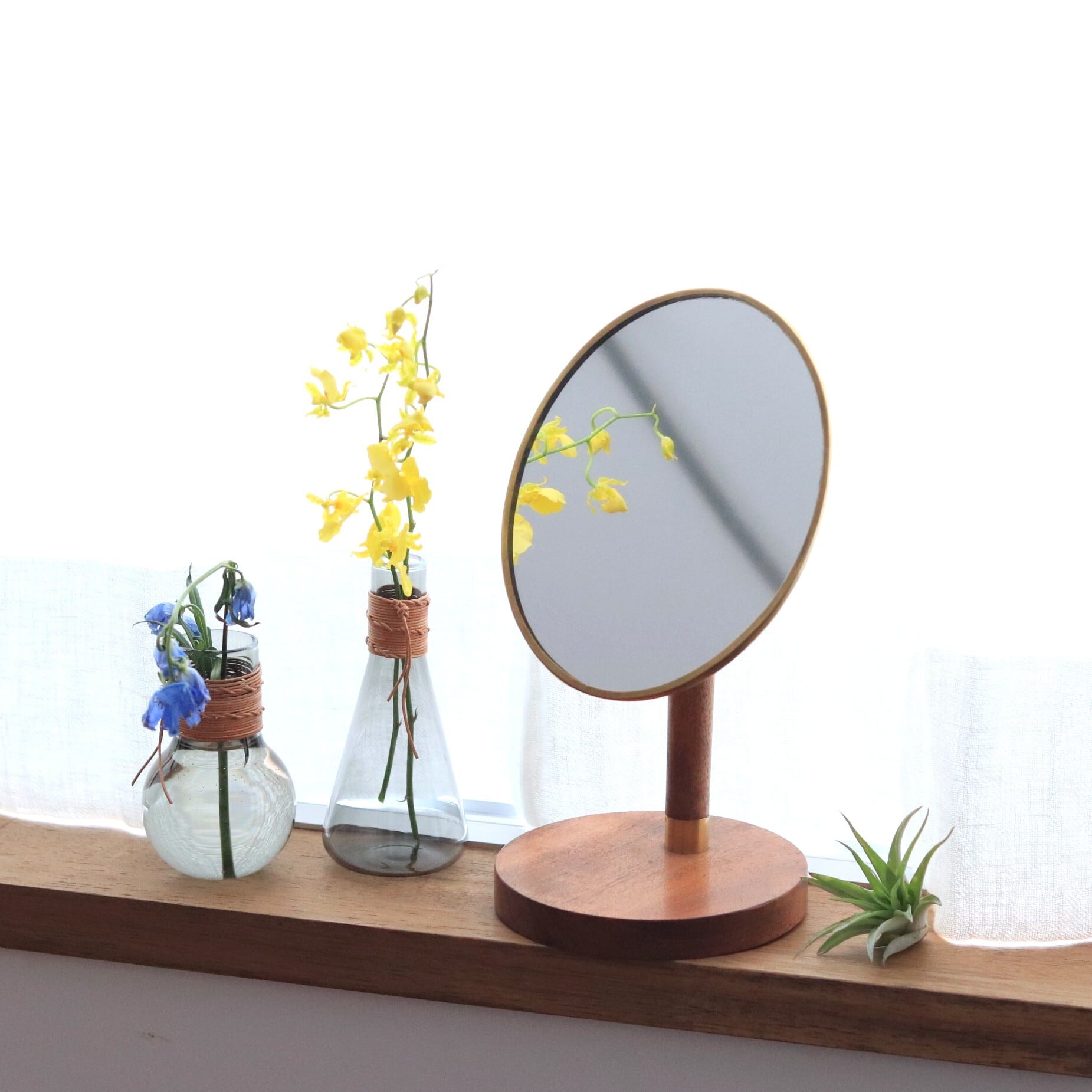 【鏡・インテリア】BRASS&WOODスタンドミラー