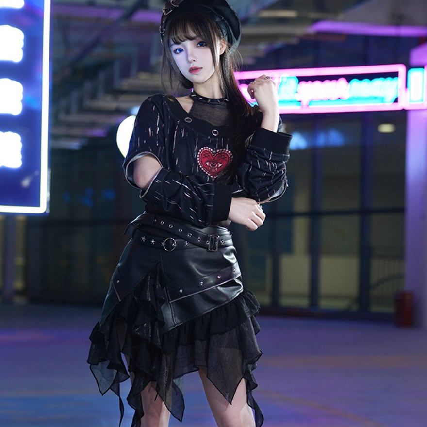 【Mサイズ】地雷系 コスプレ 衣装 ゴスロリ ネイビー×ピンク ミニスカート Mサイズ】地雷系 コスプレ 衣装 ゴスロリ ネイビー×ピンク ミニ