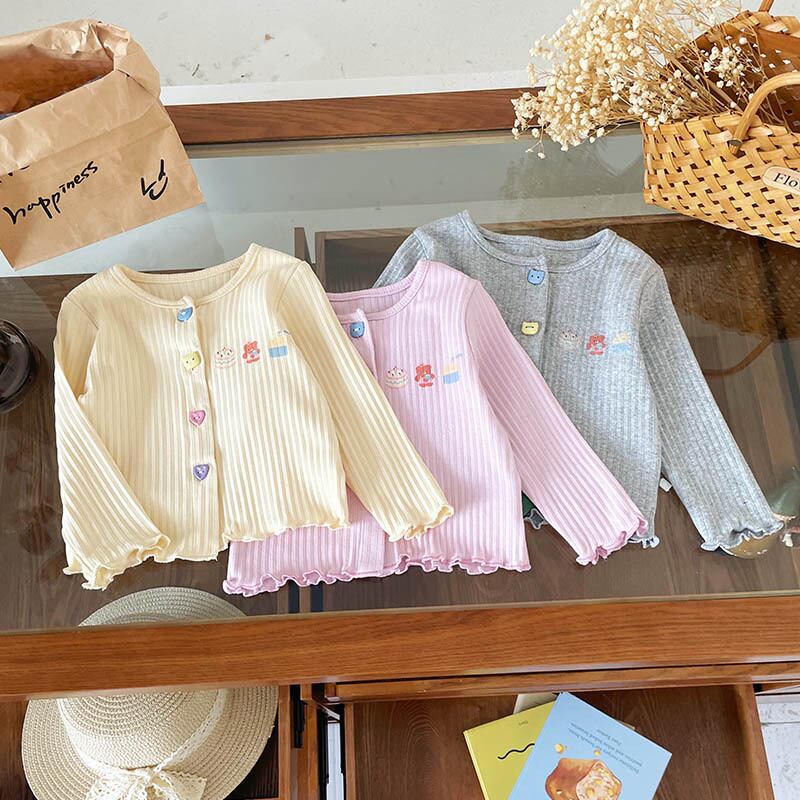 ハートカラーボタンリブカーディガン