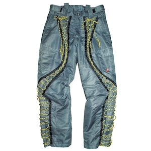 『WU JIU PLEASE』upcycle lace-up design pants