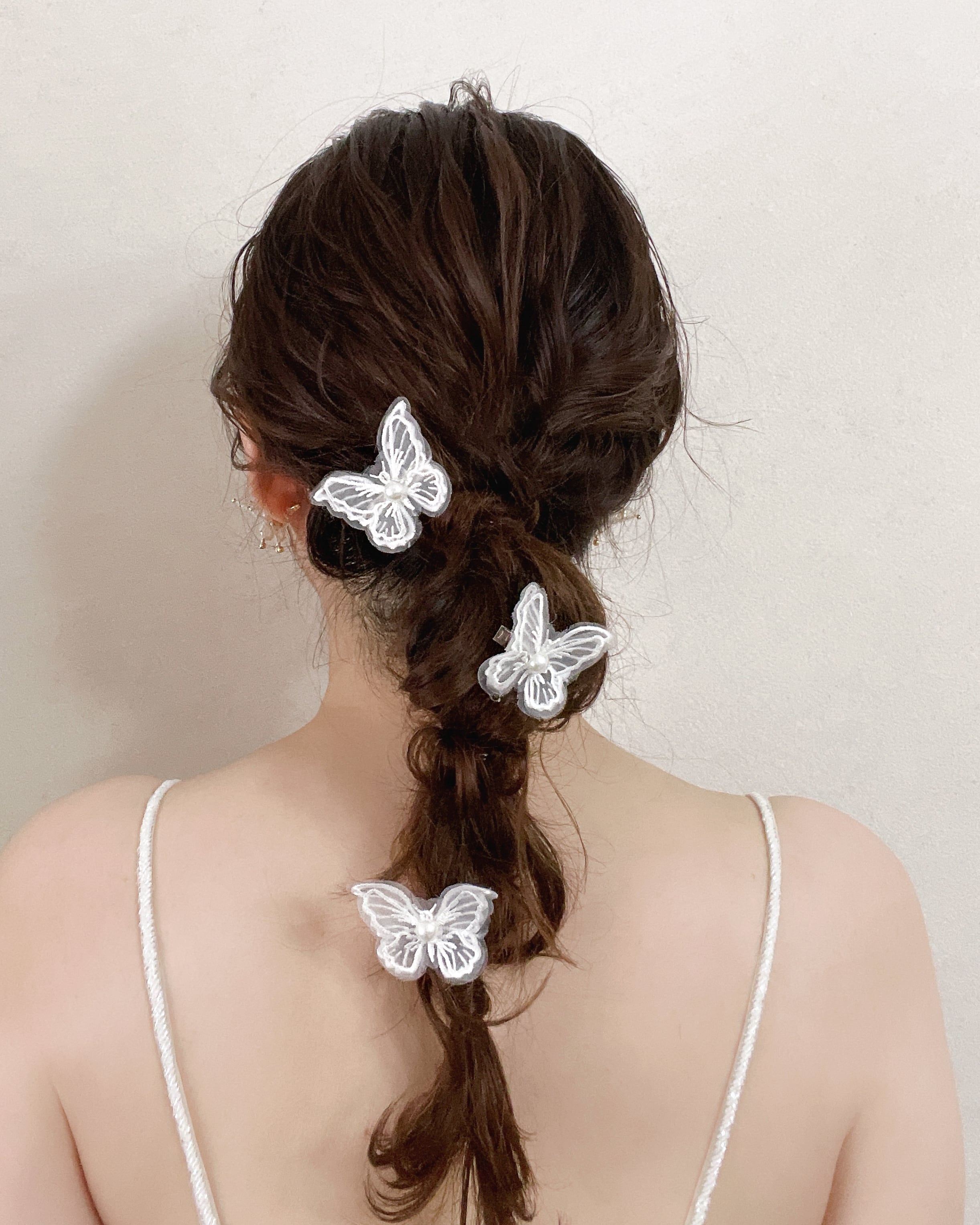 バタフライヘアクリップ3個セットブラック【AH2404-09B】 | ブライダル