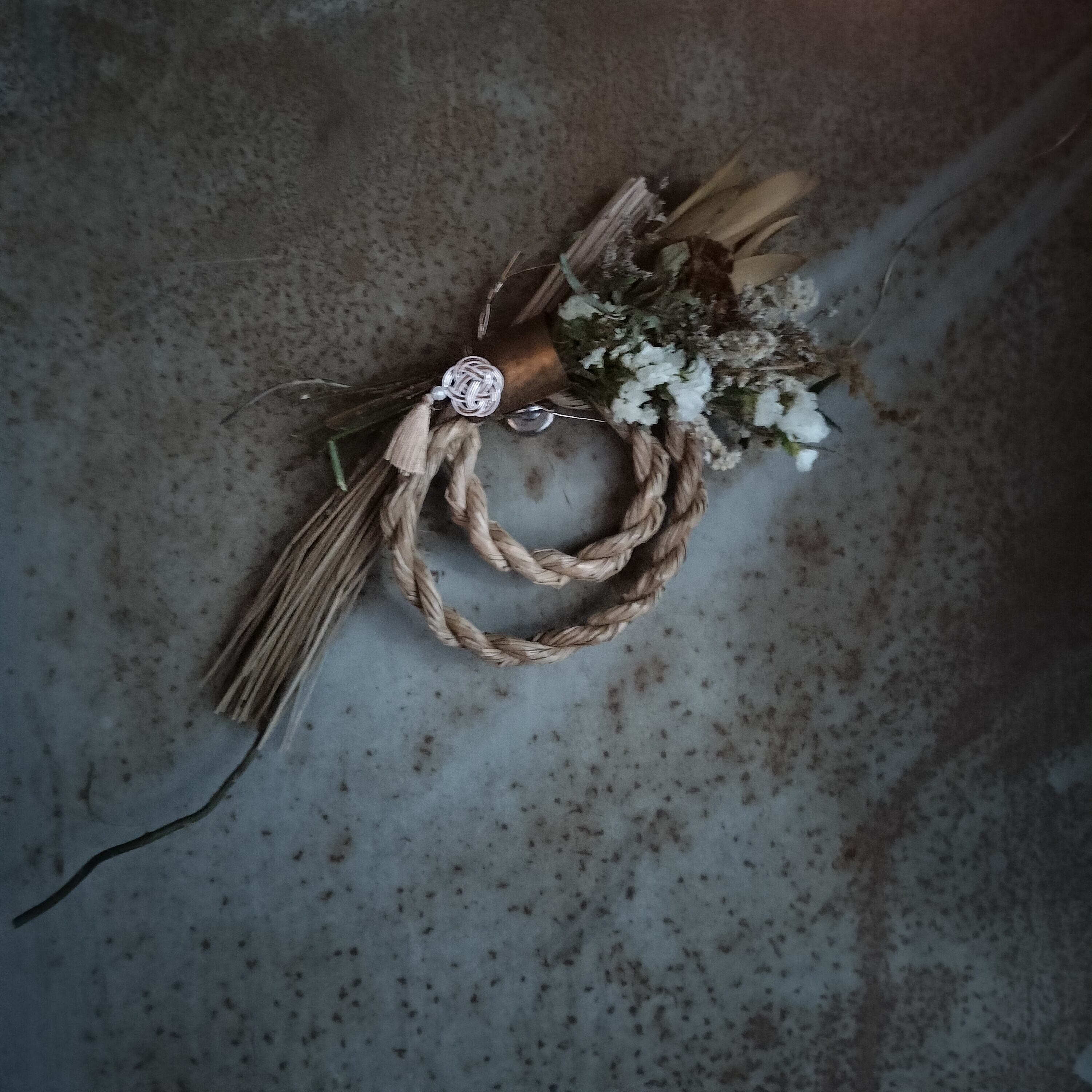 ドライフラワー✕真鍮✕しめ縄【Dried Flower Japanese wreath2】