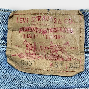 LEVI'S 505 デニム ジーンズ ジーパン W34 L30 ビッグサイズ ダボパン アイスブルー レギュラーフィット リーバイス US古着