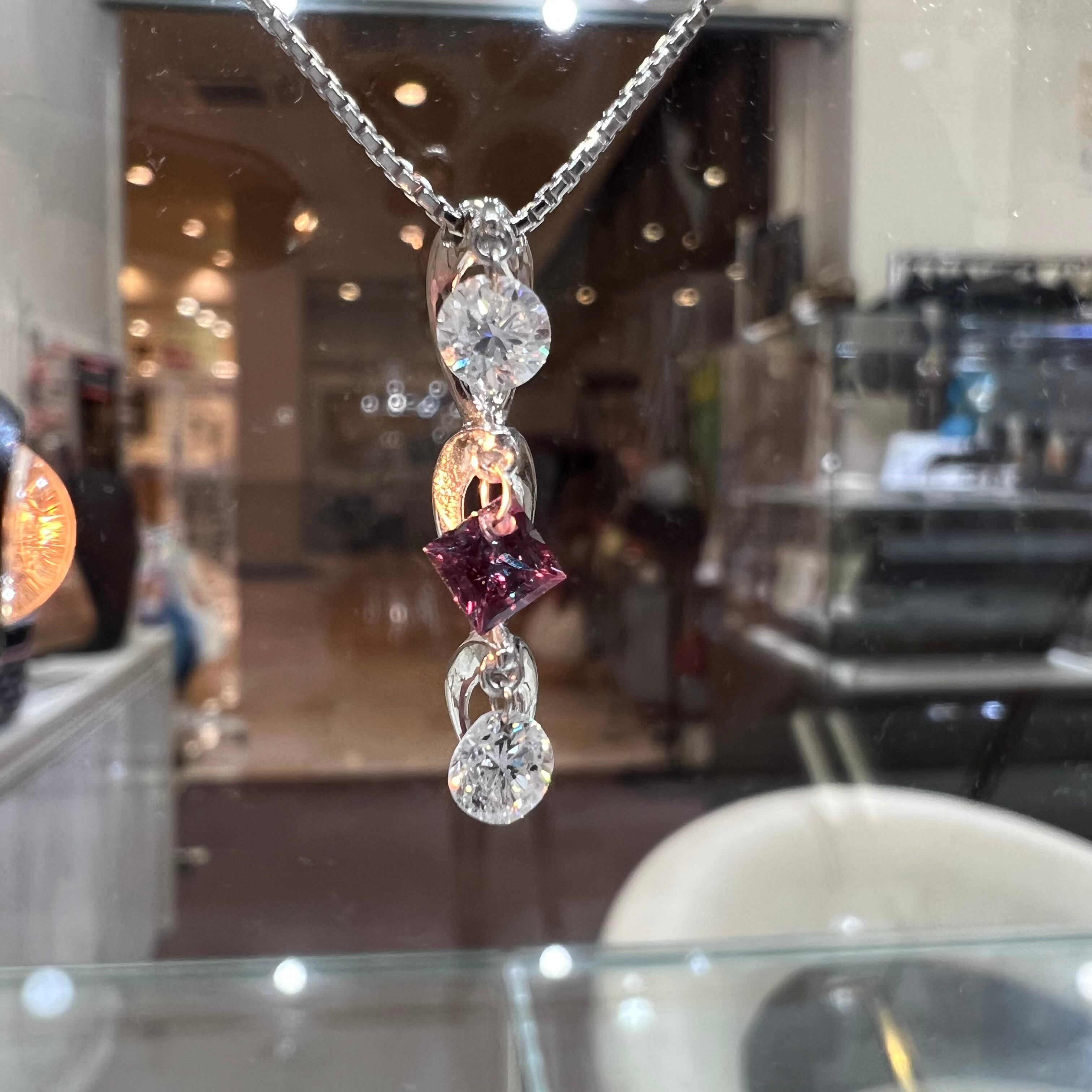 全宝協鑑別】K18WG アレキサンドライト0.33ct D0.60ct 45cm スライド