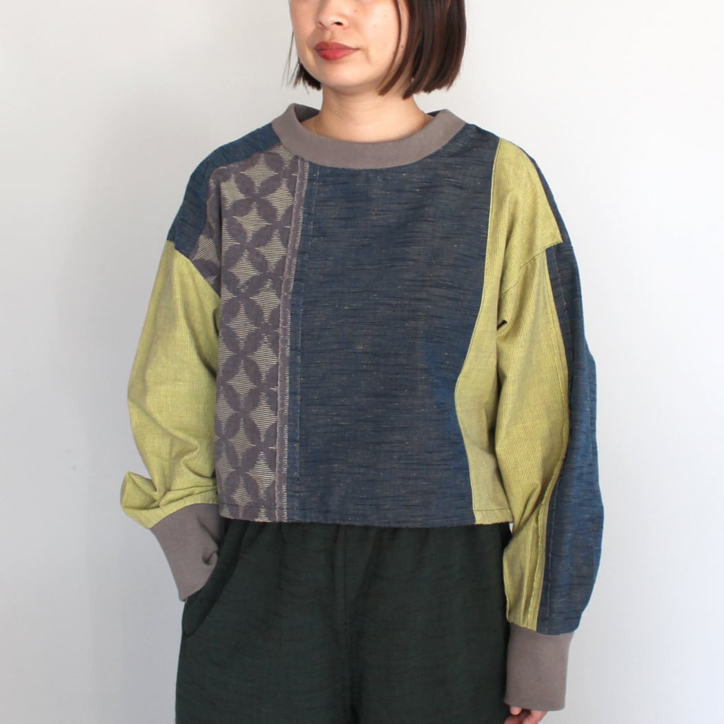 2025AW/ 久留米絣の長袖プルオーバー【ショート丈】 全3色