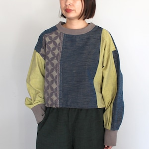 2025AW/ 久留米絣の長袖プルオーバー【ショート丈】 全3色