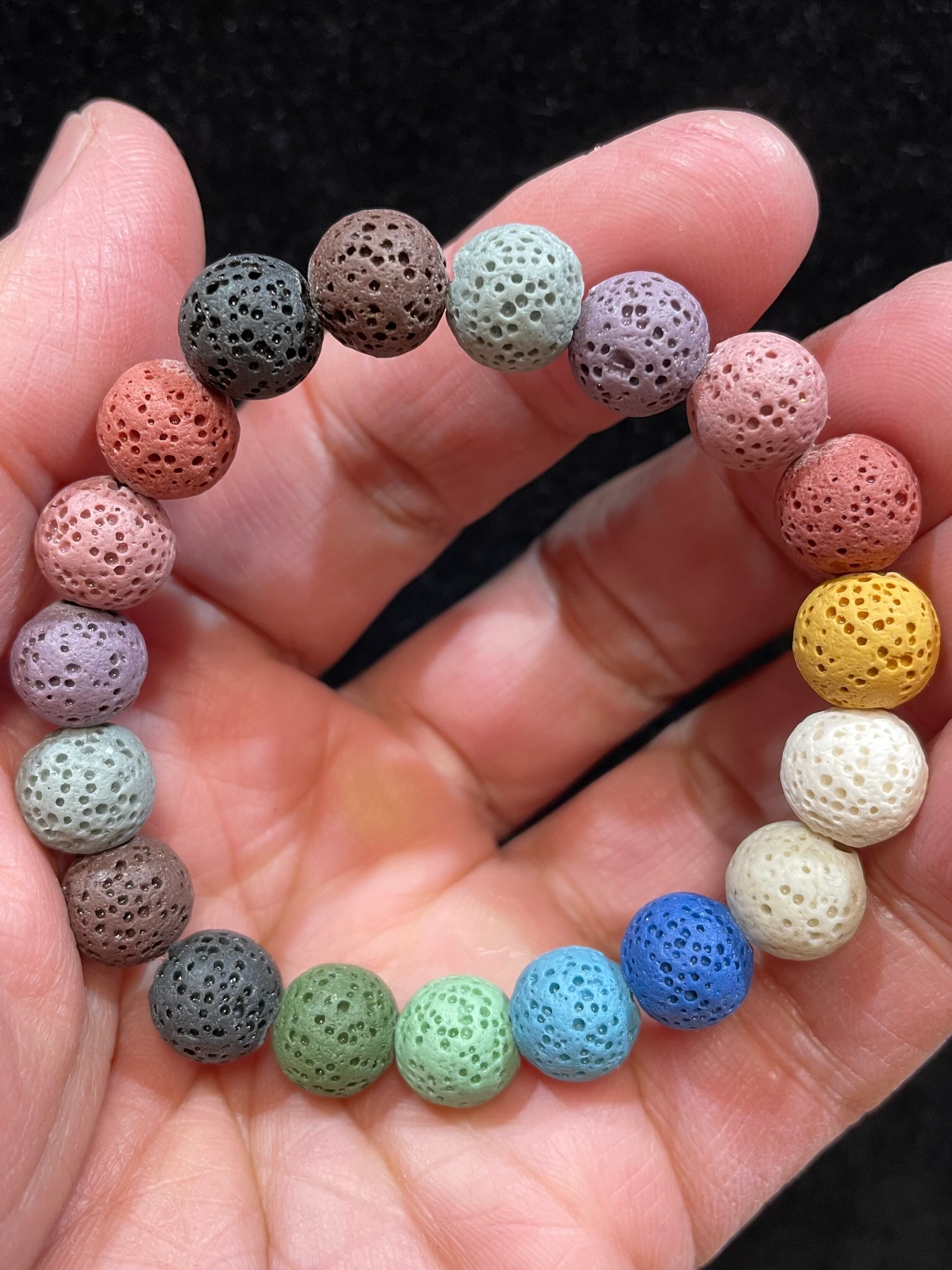 3) カラフル溶岩ブレスレット10mm